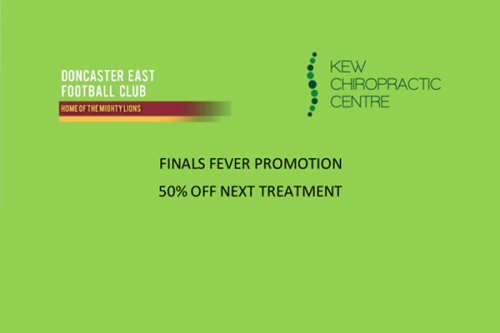 Kew Chiropractic Centre Finals Fever Promotion, 50% Off Next Treatment